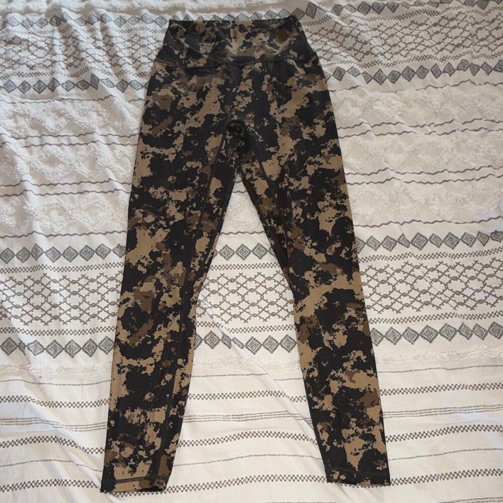 Women’s Zyia Activewear Black/Brown Camo Ankle Leggings High Rise Athleisure 6-8